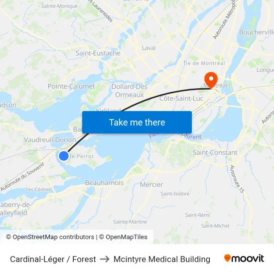 Cardinal-Léger / Forest to Mcintyre Medical Building map