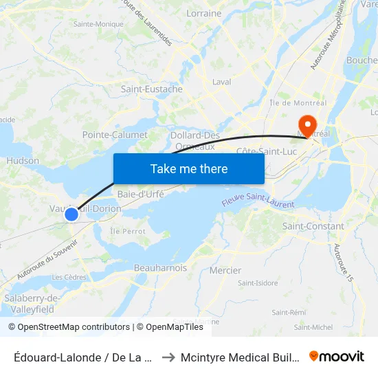 Édouard-Lalonde / De La Gare to Mcintyre Medical Building map