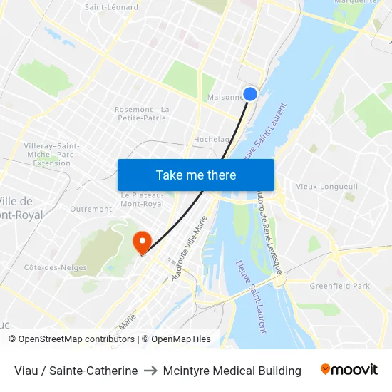 Viau / Sainte-Catherine to Mcintyre Medical Building map