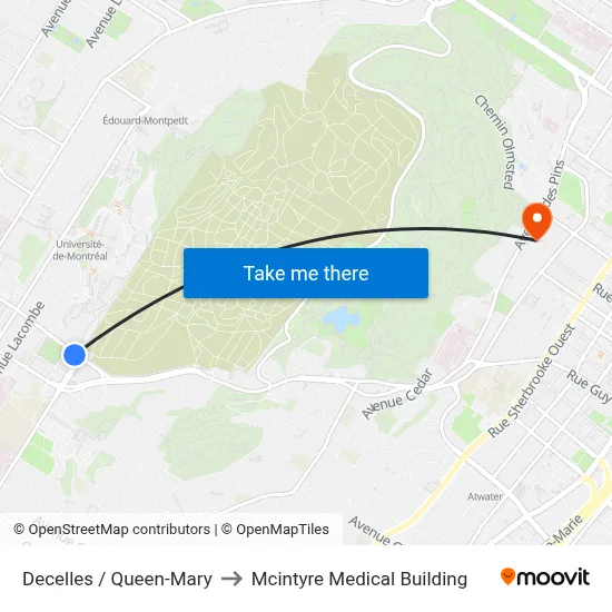 Decelles / Queen-Mary to Mcintyre Medical Building map
