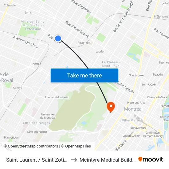 Saint-Laurent / Saint-Zotique to Mcintyre Medical Building map
