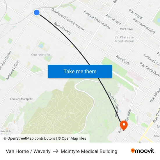 Van Horne / Waverly to Mcintyre Medical Building map
