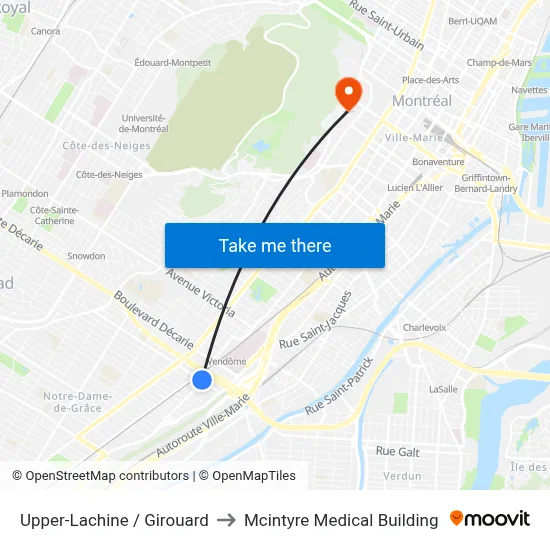 Upper-Lachine / Girouard to Mcintyre Medical Building map