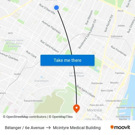 Bélanger / 6e Avenue to Mcintyre Medical Building map
