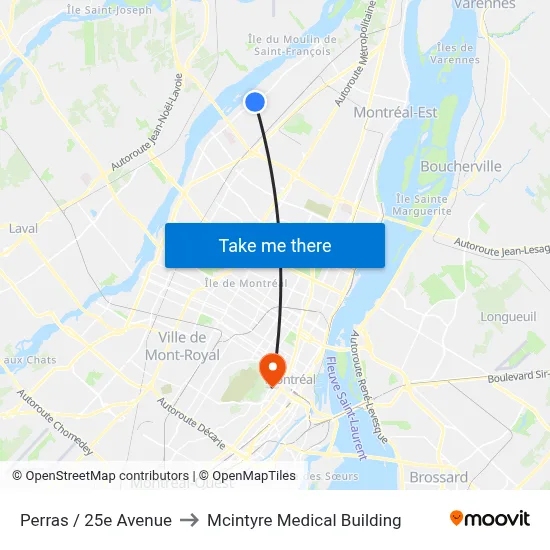 Perras / 25e Avenue to Mcintyre Medical Building map