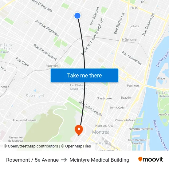 Rosemont / 5e Avenue to Mcintyre Medical Building map