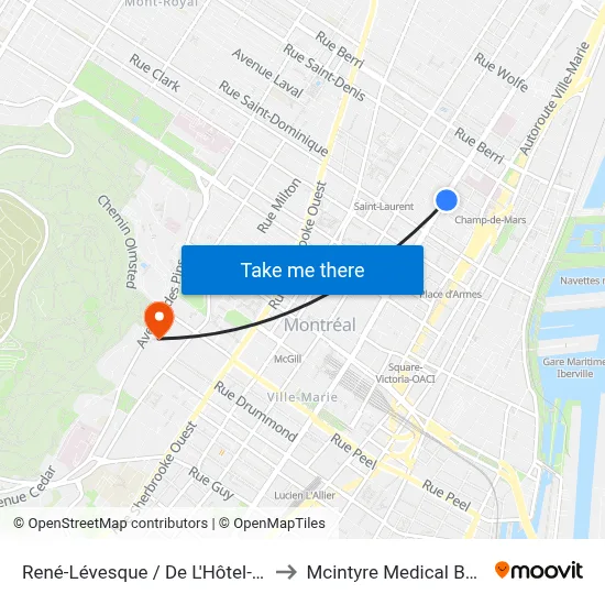 René-Lévesque / De L'Hôtel-De-Ville to Mcintyre Medical Building map