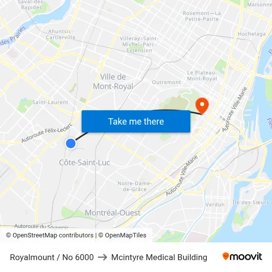 Royalmount / No 6000 to Mcintyre Medical Building map
