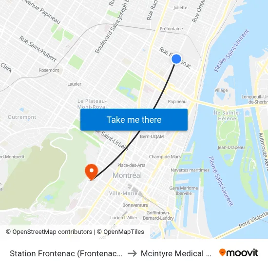 Station Frontenac (Frontenac / Ontario) to Mcintyre Medical Building map