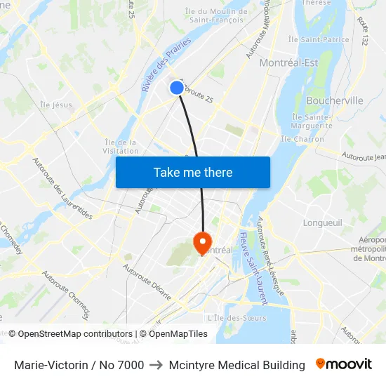 Marie-Victorin / No 7000 to Mcintyre Medical Building map