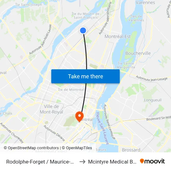 Rodolphe-Forget / Maurice-Duplessis to Mcintyre Medical Building map