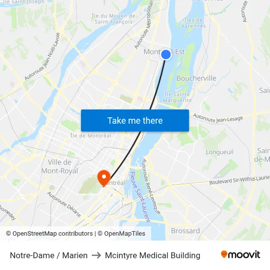 Notre-Dame / Marien to Mcintyre Medical Building map