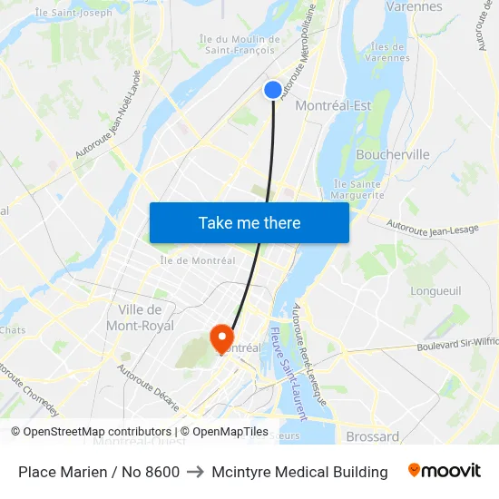 Place Marien / No 8600 to Mcintyre Medical Building map