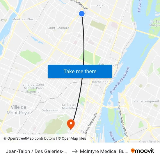 Jean-Talon / Des Galeries-D'Anjou to Mcintyre Medical Building map