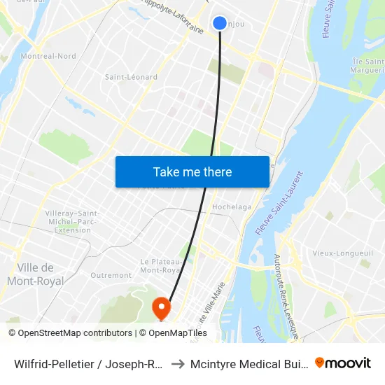 Wilfrid-Pelletier / Joseph-Renaud to Mcintyre Medical Building map