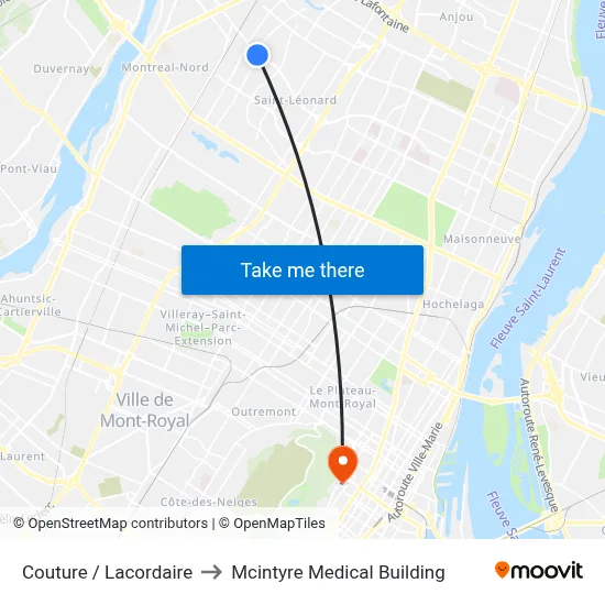 Couture / Lacordaire to Mcintyre Medical Building map