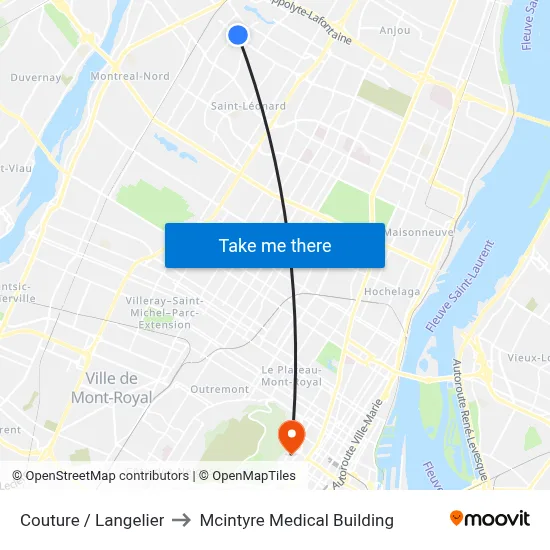 Couture / Langelier to Mcintyre Medical Building map
