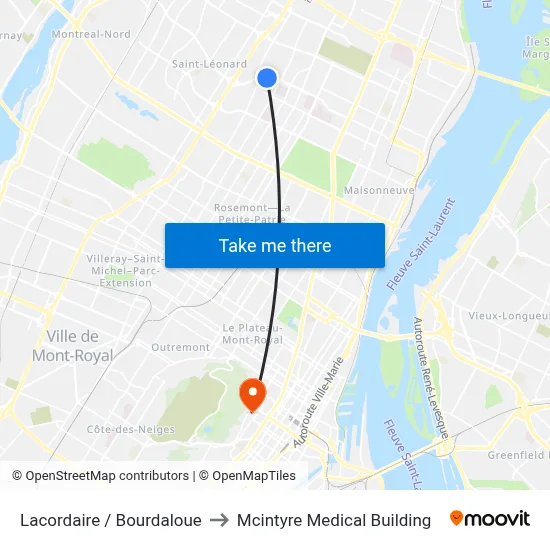Lacordaire / Bourdaloue to Mcintyre Medical Building map
