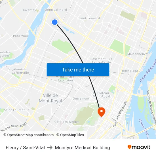 Fleury / Saint-Vital to Mcintyre Medical Building map