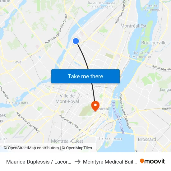 Maurice-Duplessis / Lacordaire to Mcintyre Medical Building map