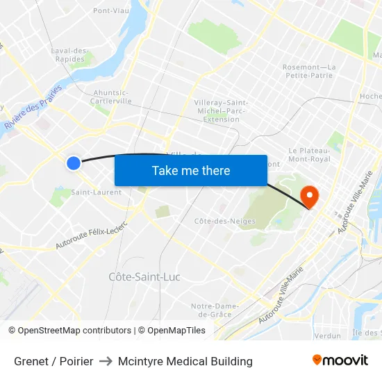 Grenet / Poirier to Mcintyre Medical Building map