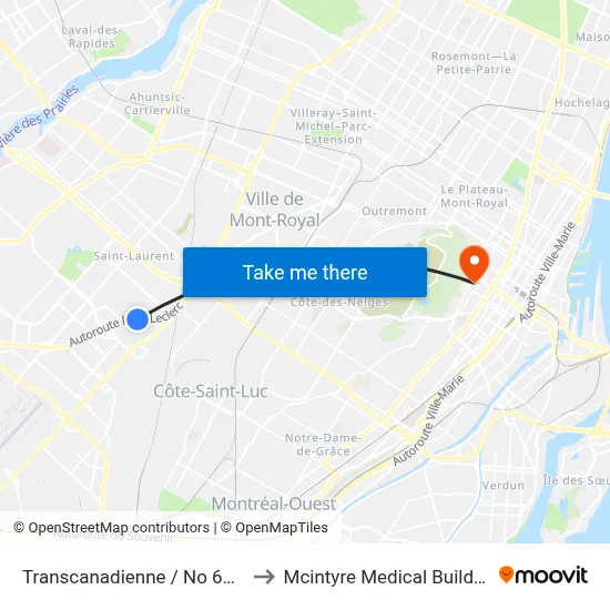 Transcanadienne / No 6363 to Mcintyre Medical Building map