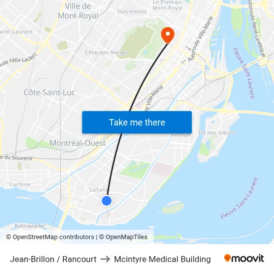 Jean-Brillon / Rancourt to Mcintyre Medical Building map