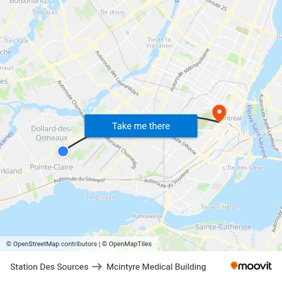 Station Des Sources to Mcintyre Medical Building map
