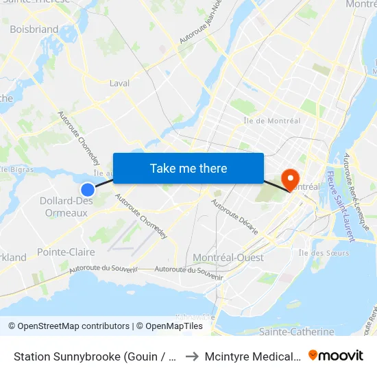 Station Sunnybrooke (Gouin / Sunnybrooke) to Mcintyre Medical Building map