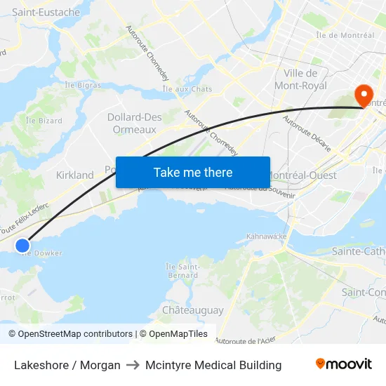 Lakeshore / Morgan to Mcintyre Medical Building map