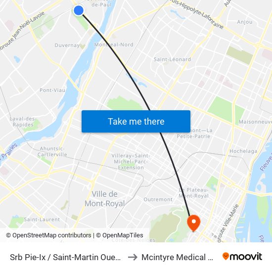 Srb Pie-Ix / Saint-Martin Ouest -Zone B to Mcintyre Medical Building map