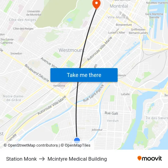 Station Monk to Mcintyre Medical Building map