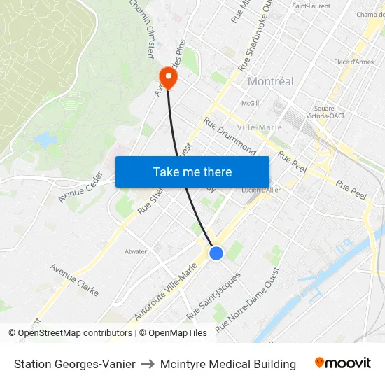 Station Georges-Vanier to Mcintyre Medical Building map