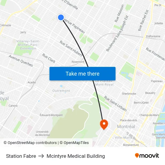 Station Fabre to Mcintyre Medical Building map
