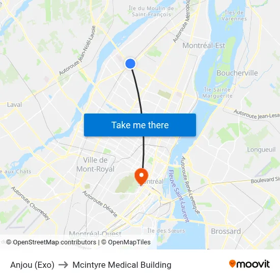 Anjou (Exo) to Mcintyre Medical Building map