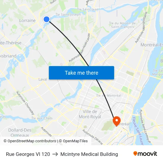 Rue Georges VI 120 to Mcintyre Medical Building map