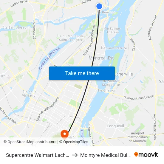 Supercentre Walmart Lachenaie to Mcintyre Medical Building map