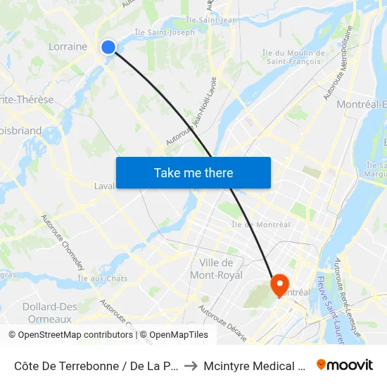 Côte De Terrebonne / De La Pommeraie to Mcintyre Medical Building map
