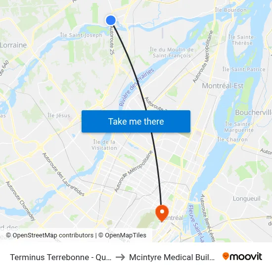 Terminus Terrebonne - Quai 5 to Mcintyre Medical Building map