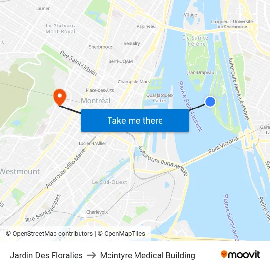 Jardin Des Floralies to Mcintyre Medical Building map