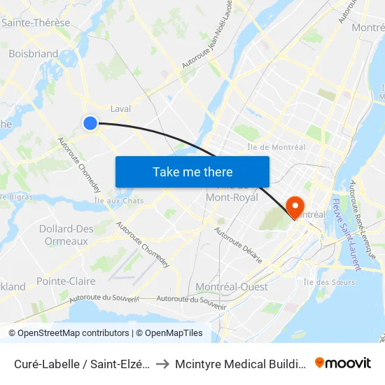 Curé-Labelle / Saint-Elzéar to Mcintyre Medical Building map