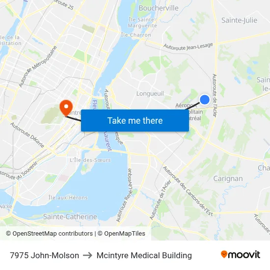 7975 John-Molson to Mcintyre Medical Building map