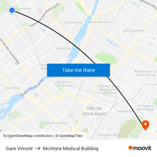 Gare Vimont to Mcintyre Medical Building map