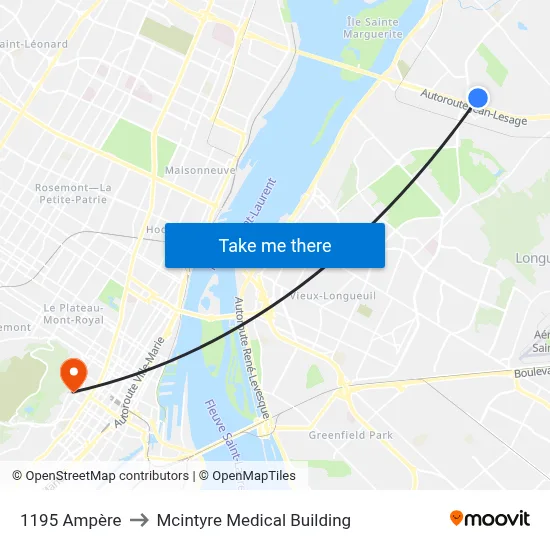 1195 Ampère to Mcintyre Medical Building map