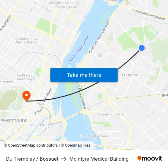 Du Tremblay / Bossuet to Mcintyre Medical Building map