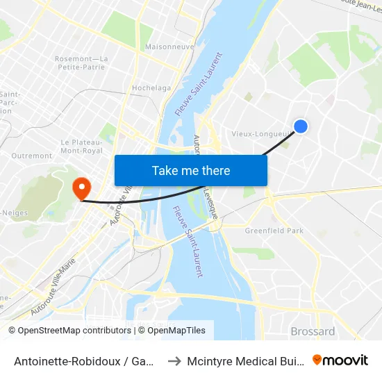 Antoinette-Robidoux / Gamache to Mcintyre Medical Building map