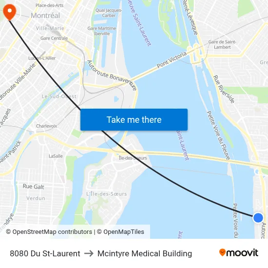 8080 Du St-Laurent to Mcintyre Medical Building map