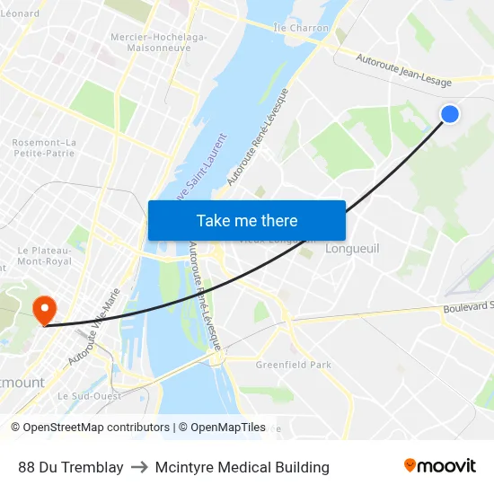 88 Du Tremblay to Mcintyre Medical Building map