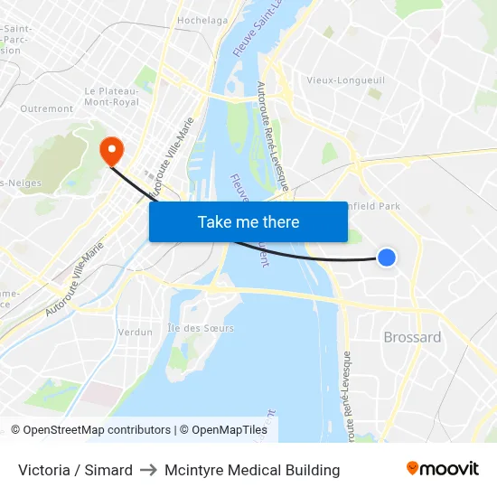 Victoria / Simard to Mcintyre Medical Building map
