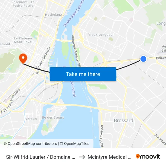 Sir-Wilfrid-Laurier / Domaine Le Marquis to Mcintyre Medical Building map